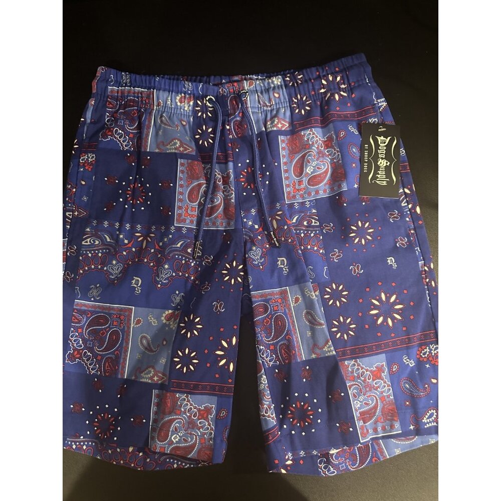 Dogg Supply Snoop Dogg Blue Bandana Patchwork Shorts Mens‎ S Casual Streetwear